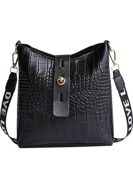 Siyah 2023 Moda Kadın Timsah Postacı Çantası Lüks Bayanlar Çanta Kova Çanta Pu Deri Crossbody Omuzdan Askili Çanta Kadın Çantası (Yurt Dışından) fırsatları