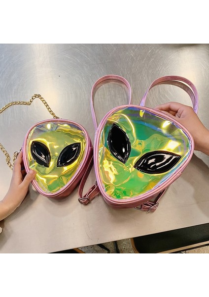 Pembe Omuzdan Askili Çanta Mini Şeffaf Sırt Çantası Sevimli Çocuk Zincir Omuz Çantası Mochila Feminina Yabancılar Desen Su Geçirmez Pvc Telefon Para Çantası Kadın (Yurt Dışından) fiyatları