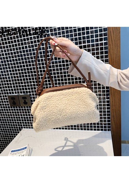 Kahve Yeni Moda Kadın Küçük Bulut Çanta 2022 Trend Kuzu Yünü Omuz Çantaları Kadınlar Için Klip Debriyaj Kürk Crossbody Çanta Lüks Çanta (Yurt Dışından) fiyatları