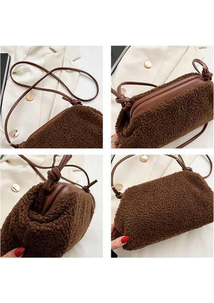Kahve Yeni Moda Kadın Küçük Bulut Çanta 2022 Trend Kuzu Yünü Omuz Çantaları Kadınlar Için Klip Debriyaj Kürk Crossbody Çanta Lüks Çanta (Yurt Dışından) modelleri