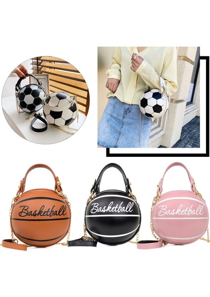 02 Moda Şık Kadın Topu Çanta Yuvarlak Basketbol Futbol Parti Elbise Suni Deri Crossbody Kızlar Bozuk Para Cüzdanı Omuz Çantası (Yurt Dışından) modelleri