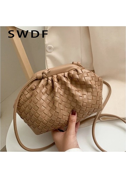 Haki Örgü Pu Deri Kadınlar Için Crossbody Çanta 2022 Düz Renk Omuzdan Askili Çanta Markalı Kadın Çanta ve Çantalar Bayan Tote Çanta Debriyaj (Yurt Dışından) fiyatları