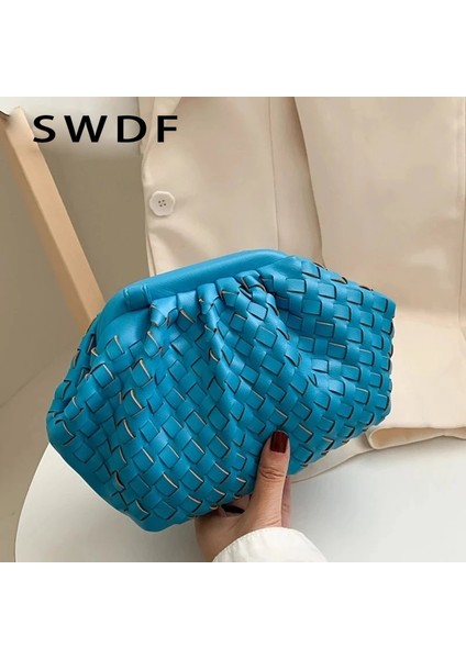 Haki Örgü Pu Deri Kadınlar Için Crossbody Çanta 2022 Düz Renk Omuzdan Askili Çanta Markalı Kadın Çanta ve Çantalar Bayan Tote Çanta Debriyaj (Yurt Dışından) modelleri