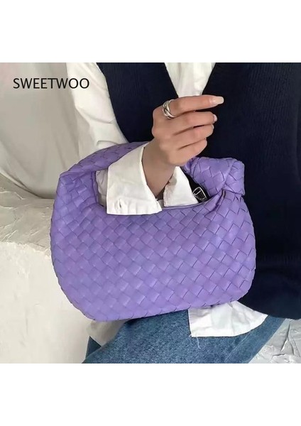 Yeşil Yeni Moda El Yapımı Lüks Dokuma Çanta Yeşil Deri Omuz Çantası Bayanlar Messenger Hobo Pu Nodüler Kolu Rahat Küçük Çanta (Yurt Dışından) fiyatları