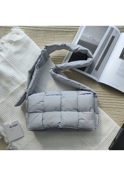 B Mabula Lüks Örgü Çantası Crossbody Çanta Kadın Kış Tüy Yastıklı Kapitone Aşağı Uzay Marka Tasarım Omuz Tote (Yurt Dışından)