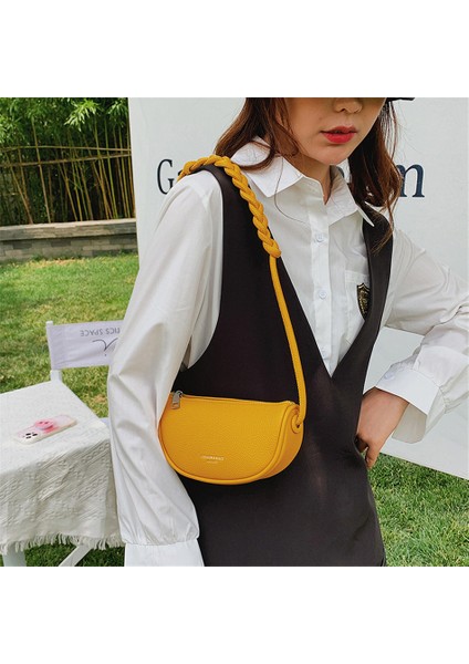 Siyah Çanta Şeker Renk Kadın Küçük Pu Deri Eyer Çantası Tasarımcı Lüks Omuz Çantaları 2022 Sevimli Örgü Kayış Bayan Crossbody Çanta Trend Yeni (Yurt Dışından) fırsatları