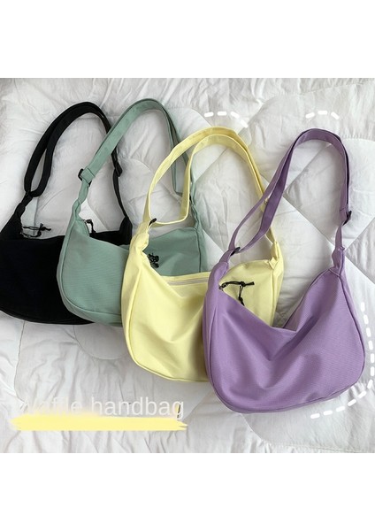 Beyaz Basit Kız Öğrenci Harajuku Omuz Çantaları Düz Renk Kadın Hobos Askılı Çanta Küçük Ekose Kadın Seyahat Çantası Çanta (Yurt Dışından) fırsatları