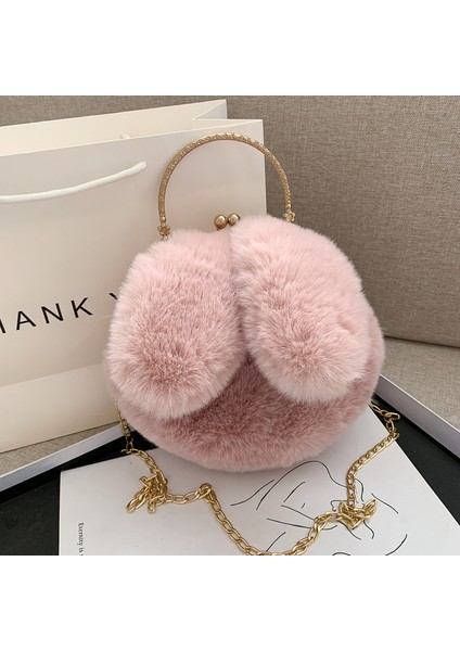 Pembe Güzel Tavşan Kulak Kadın Klip Omuzdan Askili Çanta Kış Taklit Kürk Bayanlar Debriyaj Çanta Çanta Yumuşak Peluş Kadın Kızlar Postacı Çantası (Yurt Dışından) fiyatları