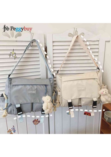 Mavi Japon Harajuku Kadınlar Için Crossbody Çanta Büyük Kapasiteli Lise Kız Askılı Çanta Rahat Sevimli Ayı Okul Omuzdan Askili Çanta (Yurt Dışından) modelleri