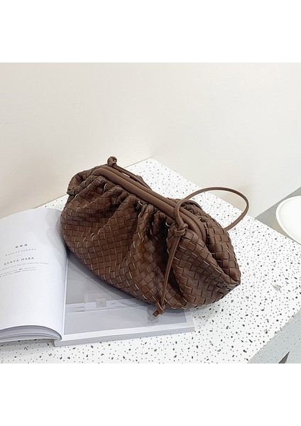 Kahve Kadınlar Basit Köfte Çanta Tasarımcısı Retro Moda Bulut Kadın Crossbody Omuz Çantası Gelgit Messenger Çanta Debriyaj Çanta (Yurt Dışından)