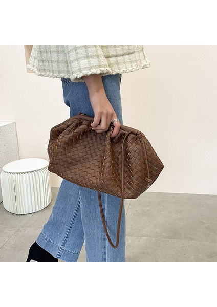 Kahve Kadınlar Basit Köfte Çanta Tasarımcısı Retro Moda Bulut Kadın Crossbody Omuz Çantası Gelgit Messenger Çanta Debriyaj Çanta (Yurt Dışından) fırsatları