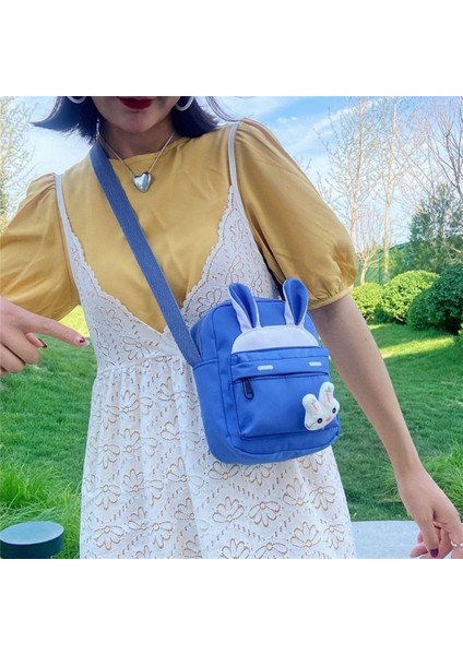 Pembe Sevimli Karikatür Tavşan Askılı Çanta Kadınlar Için Moda Kız Kawaii Crossbody Omuz Çantası Naylon Kumaş Su Geçirmez Cep Telefonu Çantası (Yurt Dışından) modelleri