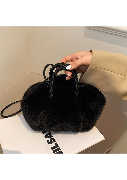 Haki 2023 Yeni Kış Kadın Sahte Kürk Kova Çanta Kadın Yüksek Kaliteli Yumuşak Peluş Örgü Omuz Askısı Çanta Bayanlar Crossbody Çanta Kesesi (Yurt Dışından) fiyatları
