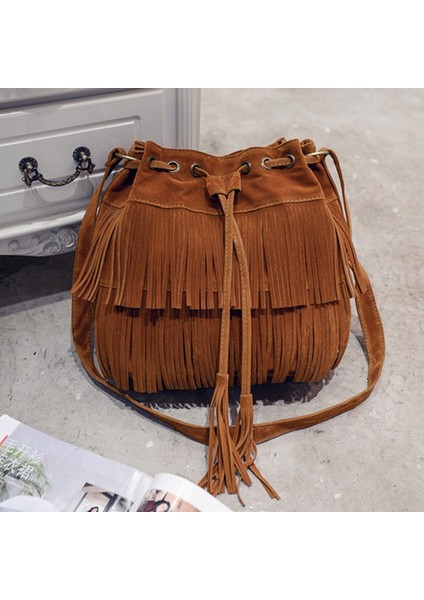 Style2-Kahverengi Retro Sahte Saçak Kadın Postacı Çantası Tote Yeni Çanta Püskül Omuz Çantaları Crossbody Çanta Bolsa (Yurt Dışından) indirimleri