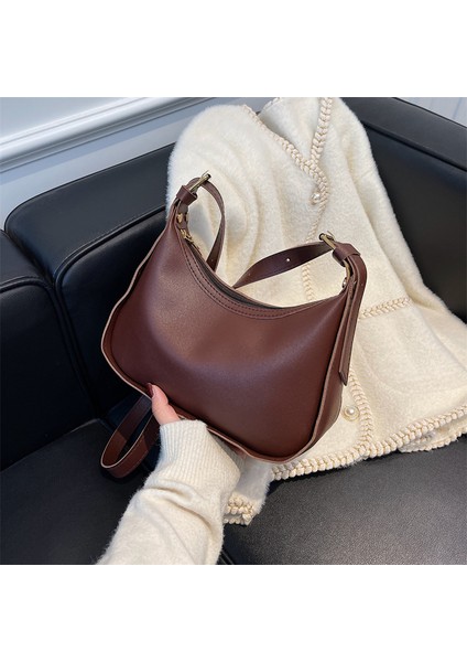 Kahverengi Yumuşak Pu Deri Bayan Omuz Çantası 2022 Yeni Vintage Trend Kadın Crossbody Çanta Bayanlar Için Basit Lüks Tasarımcı Çanta Çanta (Yurt Dışından) fiyatları