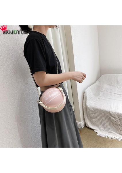 Pembe Basketbol Yuvarlak Şekilli Pu Deri Omuz Çantaları Kadınlar Için Rahat Küçük Kılıf Çanta Seyahat Messenger Crossbody Çanta (Yurt Dışından) indirimleri