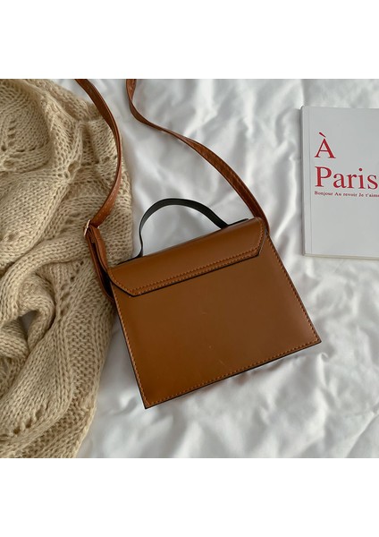 Koyu Kahverengi Kadın Çanta Pu Deri Kadın Küçük Tütsü Rüzgar Zinciri Pastil Omuz Çantası Kilit Kalıplaşmış Kafes Moda Messenger Çanta (Yurt Dışından) indirimleri