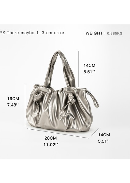 G Mabula Pilili Yumuşak Deri Kadın Tote Üst Kolu Çanta Gümüş Telefon Çantalar Moda Hobo Crossbody Çanta Düz Renk (Yurt Dışından)