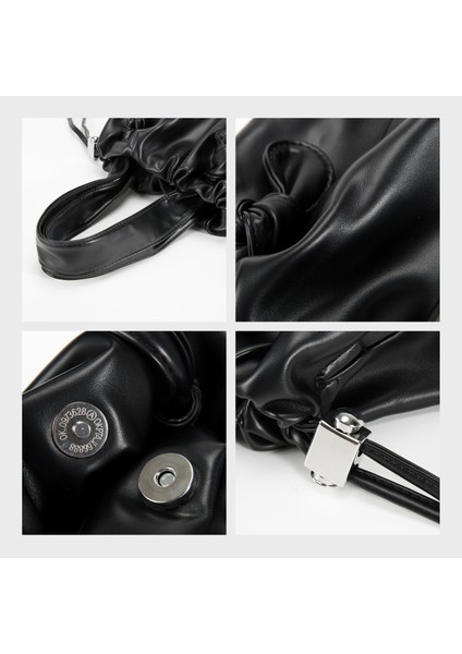 G Mabula Pilili Yumuşak Deri Kadın Tote Üst Kolu Çanta Gümüş Telefon Çantalar Moda Hobo Crossbody Çanta Düz Renk (Yurt Dışından)