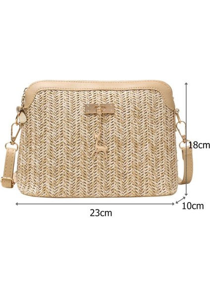 Bej Retro Klasik Omuzdan Askili Çanta Kullanımlık Boho Plaj Crossbody Hasır Örgü Omuz Çantası Kabuk Zip Çanta Kadın Malzemeleri Için (Yurt Dışından) modelleri
