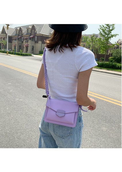 Sarı 5 Renkler Kadın Kızlar Küçük Crossbody Çanta Yeni Moda Düz Renk Pu Deri Omuz Çantası Örgülü Kayış ile 20 x 6.5 x 14 cm (Yurt Dışından) indirimleri