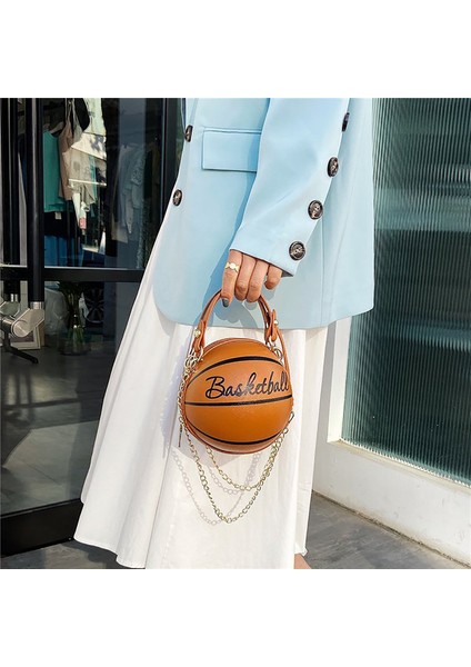09 Kadın Topu Çanta Yuvarlak Basketbol Futbol Parti Elbise Suni Deri Crossbody Kız Bozuk Para Cüzdanı Omuzdan Askili Çanta (Yurt Dışından) fırsatları