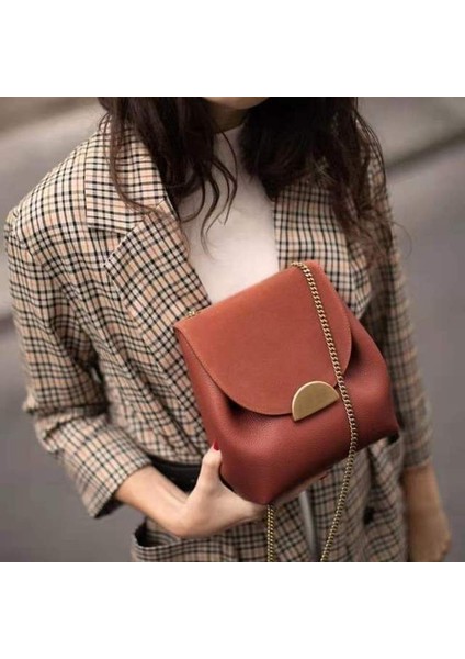 Kırmızı-Kahverengi Yeni Gelenler Fransa Çanta Tasarımcısı Kova Çanta Kadın Çanta Kadın Deri Omuz Çantası Bayan Fransa Ünlü Marka Crossbody Çanta (Yurt Dışından)