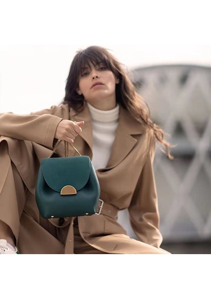 Kırmızı-Kahverengi Yeni Gelenler Fransa Çanta Tasarımcısı Kova Çanta Kadın Çanta Kadın Deri Omuz Çantası Bayan Fransa Ünlü Marka Crossbody Çanta (Yurt Dışından)