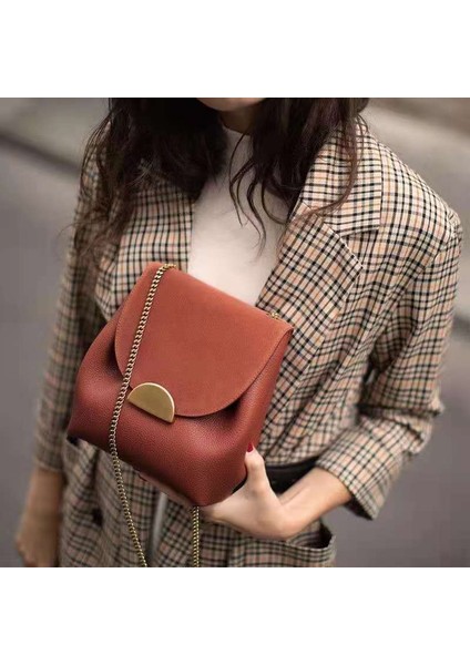 Kırmızı-Kahverengi Yeni Gelenler Fransa Çanta Tasarımcısı Kova Çanta Kadın Çanta Kadın Deri Omuz Çantası Bayan Fransa Ünlü Marka Crossbody Çanta (Yurt Dışından)