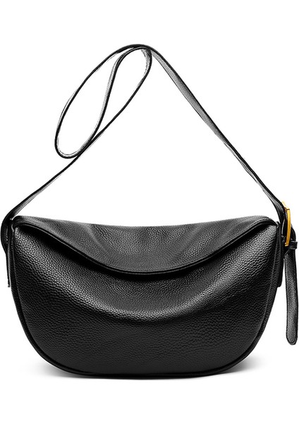 Siyah Kadınlar Yumuşak Doğal Dana Omuz Çantaları 100% Hakiki Deri Bayan Çanta Moda Lüks Marka Kadın Askılı Çanta Tote Sac (Yurt Dışından)