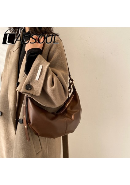Auburn Ladsoul Kadınlar Yumuşak Deri Çantalar Yüksek Kaliteli Vintage Kadınlar Için Crossbody Çanta Katı Zincirler Omuz Çantaları Kadın Ana Kesesi (Yurt Dışından)