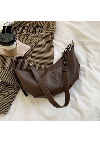 Auburn Ladsoul Kadınlar Yumuşak Deri Çantalar Yüksek Kaliteli Vintage Kadınlar Için Crossbody Çanta Katı Zincirler Omuz Çantaları Kadın Ana Kesesi (Yurt Dışından) fırsatları