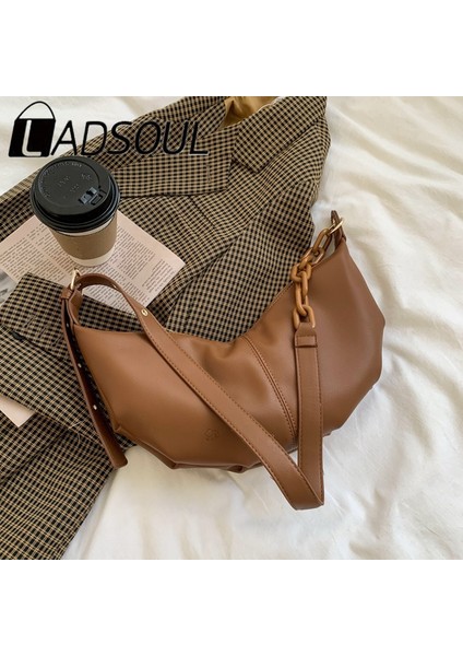 Auburn Ladsoul Kadınlar Yumuşak Deri Çantalar Yüksek Kaliteli Vintage Kadınlar Için Crossbody Çanta Katı Zincirler Omuz Çantaları Kadın Ana Kesesi (Yurt Dışından) indirimleri