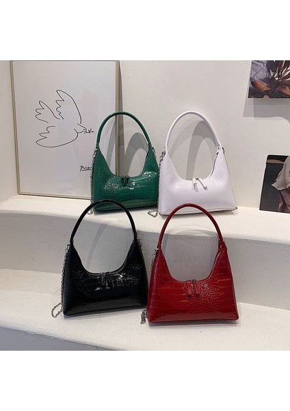 Beyaz Timsah Desenli Bayanlar Tasarımcı Zincirleri Hobo Omuz Çantaları Taş Desenli Retro 2022 Koltukaltı Çantaları Kadınlar Için Debriyaj Çantalar (Yurt Dışından) modelleri
