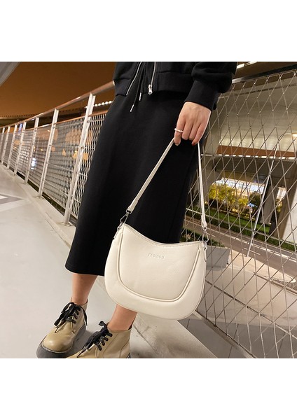 Bej Basit Beyaz Yumuşak Deri Omuz Çantaları Kadınlar Için Tasarımcı Crossbody Çanta Moda Hobos Ana Kesesi Marka Vintage Çanta Bayanlar (Yurt Dışından) fırsatları