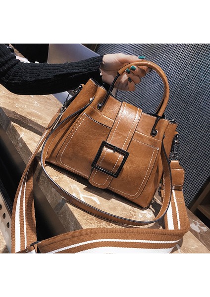 Kahverengi Yumuşak Deri Katı Çanta Kadın Haberci Çanta Rahat Tote Çanta Pin Tipi Kadın Moda Omuz Çantaları Bolsos Mujer (Yurt Dışından) modelleri