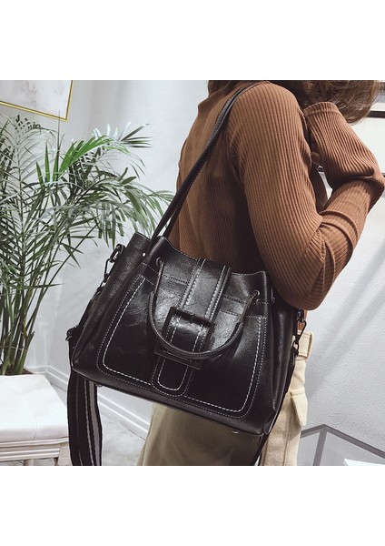 Kahverengi Yumuşak Deri Katı Çanta Kadın Haberci Çanta Rahat Tote Çanta Pin Tipi Kadın Moda Omuz Çantaları Bolsos Mujer (Yurt Dışından) indirimleri