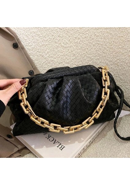 Sarı Örgü Bulutlar Çanta Kadın Çantası Pu Deri Moda Kalın Zincir Omuz Çantası Kadınlar Için Trendy Crossbody Çanta 2023 Bolsa Feminina (Yurt Dışından) fiyatları
