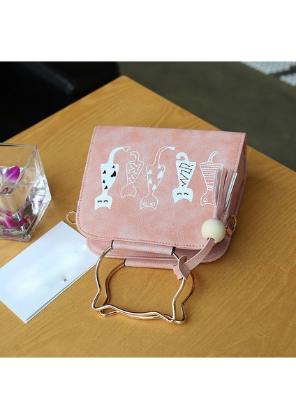 Pembe Messenger Çanta Kadın Çanta Kedi Tavşan Desen Omuz Crossbody Çanta Kadın Çantası Çanta Bolso Mujer (Yurt Dışından)