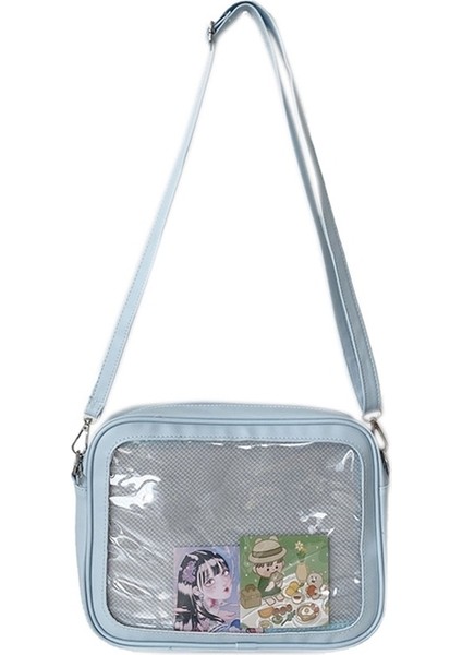 A Tipi Açık Mavi Lüks Pu Ita Çanta Crossbody Kadınlar Tatlı Lolita Çanta Sevimli Şeffaf Cep Japon Tarzı Omuz Çantası (Yurt Dışından)