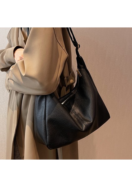 Siyah Moda Kadın Omuz Çantası Katı Pu Deri Crossbody Çanta Yüksek Kapasiteli Yumuşak Deri Messenger Çanta Kadın Çanta Çanta (Yurt Dışından) fiyatları