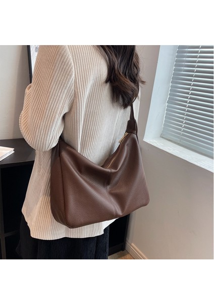 Siyah Moda Kadın Omuz Çantası Katı Pu Deri Crossbody Çanta Yüksek Kapasiteli Yumuşak Deri Messenger Çanta Kadın Çanta Çanta (Yurt Dışından) modelleri
