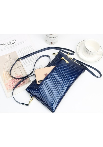 Hafif Kahve Parlak Kadınlar Crossbody Omuz Çantası Pu Deri Bilek Kayışı Debriyaj Para Çanta Moda Telefonu Çanta Fermuarlı Uzun Cüzdan Anne Çantası (Yurt Dışından) fırsatları