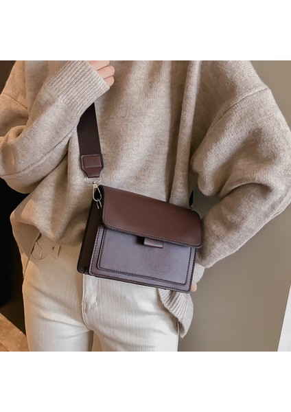 Koyu Kahverengi Kadın Çantası Retro Kahverengi Ayarlanabilir Siyah Messenger Çanta Rahat Omuz Çantaları Basit Stil Lüks Pu Deri Bayan Çanta Cüzdan (Yurt Dışından) modelleri