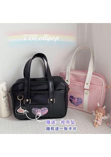Siyah Penguen Gerçek Atış Ins Japon Ins Harajuku Tarzı Kız Pu Üniforma Çanta Taşınabilir Çok Amaçlı Crossbody Omuz Çantası Loli Eşleşen Çanta (Yurt Dışından)