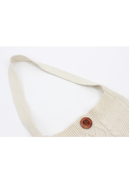 Bej Kadın Vintage Örme Hobo Hımbıl Çanta Orta Boy Kulübe Çekirdek Tığ Boho Bohem Çingene Hippi Ibiza Yan Sling Kılıfı Çanta (Yurt Dışından)