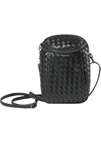 Siyah 2023 Bayan Yeni Otantik Deri Dokuma Elmas Küçük Çanta Yumuşak Kutu Çanta Lüks Marka Tasarımı Advanced Sense Mini Crossbody Omuz (Yurt Dışından)