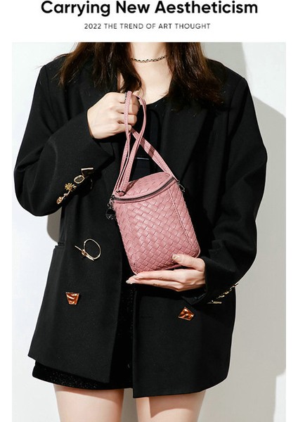 Siyah 2023 Bayan Yeni Otantik Deri Dokuma Elmas Küçük Çanta Yumuşak Kutu Çanta Lüks Marka Tasarımı Advanced Sense Mini Crossbody Omuz (Yurt Dışından) modelleri