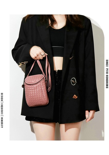 Siyah 2023 Bayan Yeni Otantik Deri Dokuma Elmas Küçük Çanta Yumuşak Kutu Çanta Lüks Marka Tasarımı Advanced Sense Mini Crossbody Omuz (Yurt Dışından) fırsatları