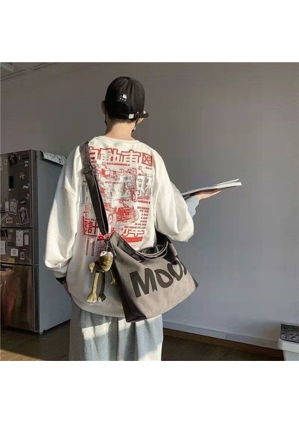 Kadınlar Için Ayı Çantaları ile Kahverengi 2022 Büyük Kapasiteli Öğrenci Mektubu Kanvas Tote Çanta Genç Kız Erkek Postacı Çantası Tasarımcı Kadın Crossbody Çanta (Yurt Dışından)
